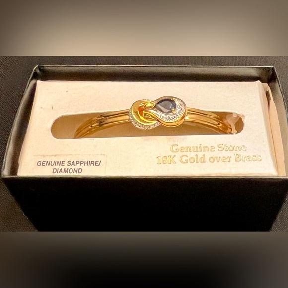 PAC Demure 18K Gold over Brass Sapphire and Diamond Infinity Bracelet New in Box - Picture 13 of 17